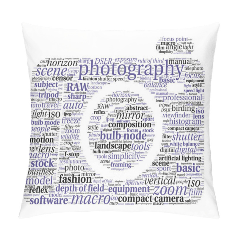 Personality  Photography Concept Word Cloud In Camera Shape Pillow Covers