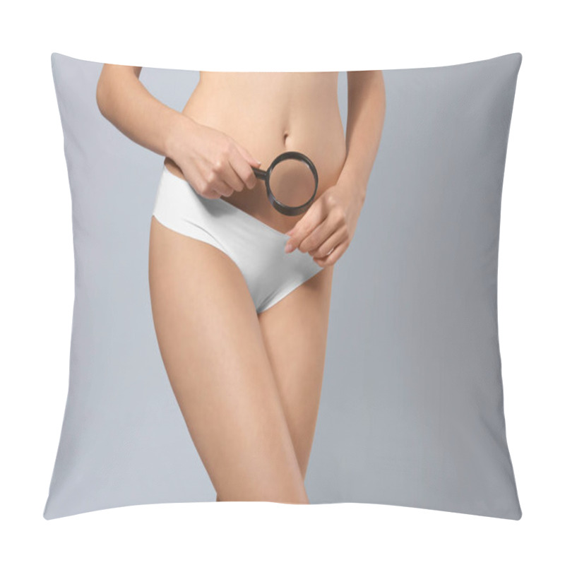 Personality   Young Woman With Magnifier  Pillow Covers