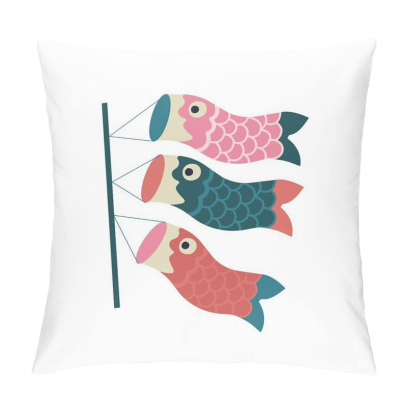 Personality  Koinobori Carp Streamer. Fish Kites. Traditional Japanese Celebrating Children's Day. Vector Illustration. Pillow Covers