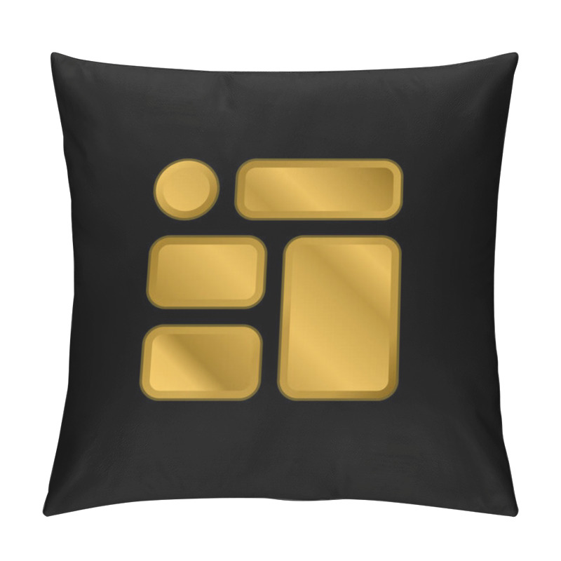 Personality  Blocks Gold Plated Metalic Icon Or Logo Vector Pillow Covers