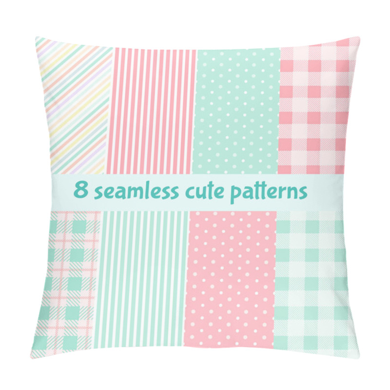 Personality  Set Of Cute Seamless Patterns. Background With  Dot, Line And Plaid. Shabby Chic. Vector Collection. Pillow Covers