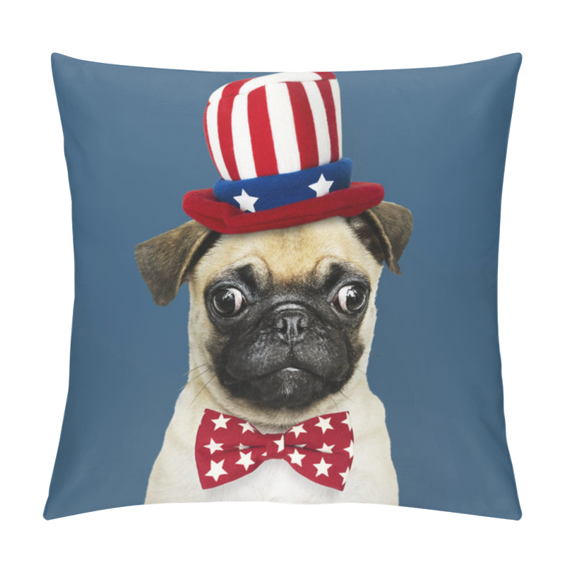 Personality  Cute Pug Puppy In A Uncle Sam Hat And Bow Tie Pillow Covers