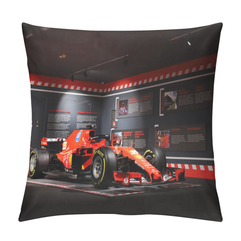 Personality  Maranello, Modena, Italy, June 23 2024 - Ferrari F1 SF 24 Exhibited In The Official Ferrari Museum In Maranello Pillow Covers