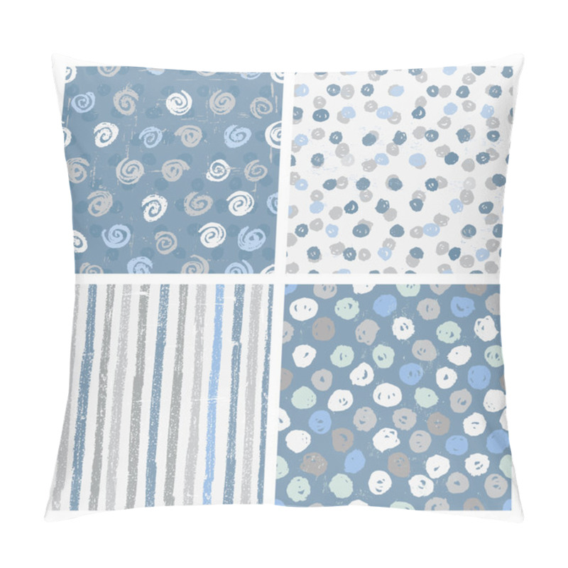 Personality  Set Of Seamless Patterns In Blue Pillow Covers