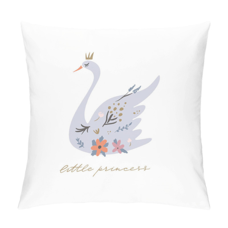 Personality  Swan Lake. Lettering Calligraphy. Girl Princess, Greeting Card Poster And Postcard, Vector Image Pillow Covers