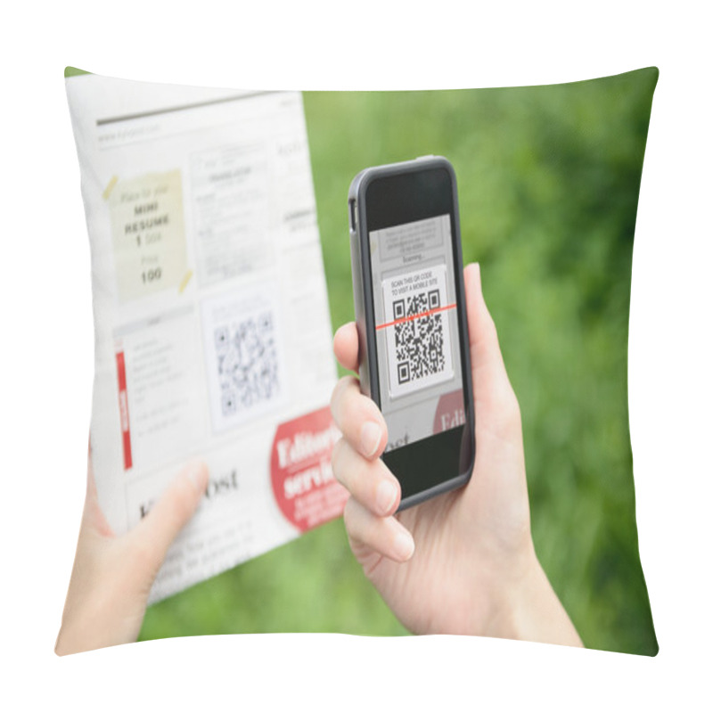 Personality  Scanning Advertising With QR Code On Mobile Phone Pillow Covers