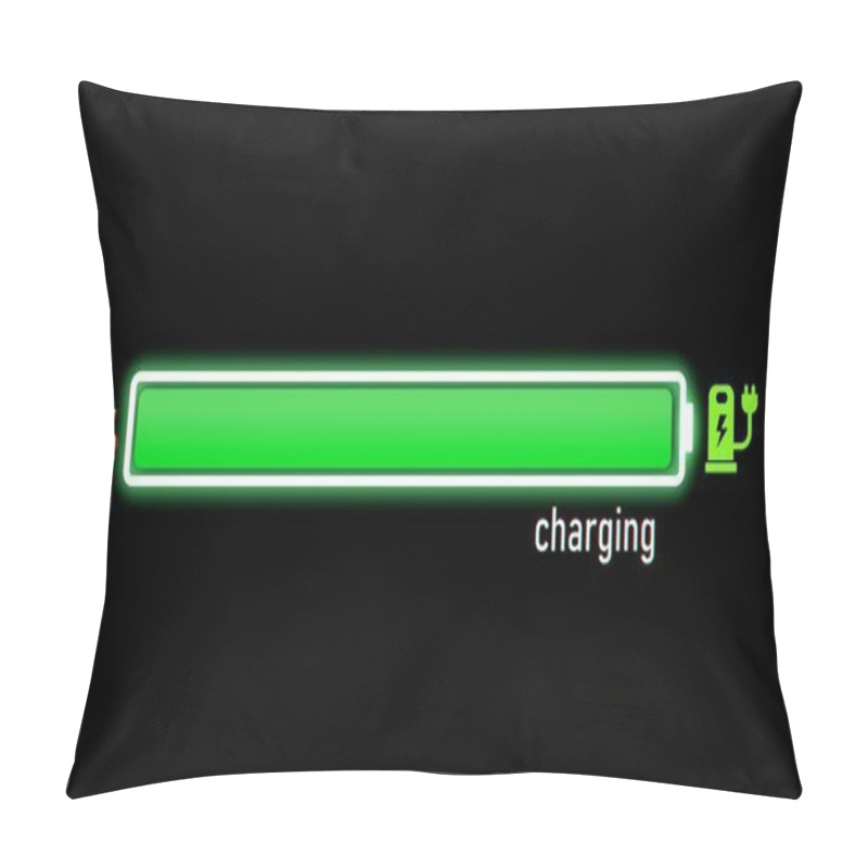 Personality  Electric Charging Progress Bar, Electric Vehicle Or Phone Battery Indicator Showing An Increasing Battery Charge. The Battery Indicator Shows It Fills Up To 99% Pillow Covers