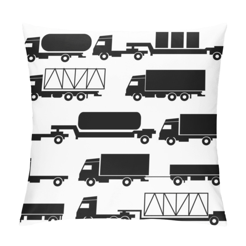 Personality  Set Of  Transportation Symbols Black On White Pillow Covers