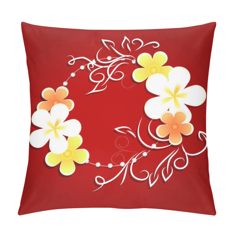 Personality  Red Background With Flowers Pillow Covers