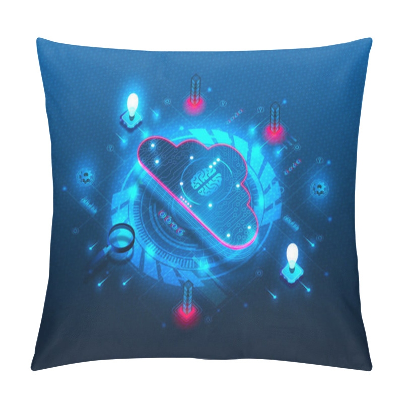 Personality  Cloud AI Developer Services Concept - New Tools To Add Cognitive Capabilities To Apps With APIs And Cloud AI Services - Artificial Intelligence And Cloud Computing - 3D Illustration Pillow Covers