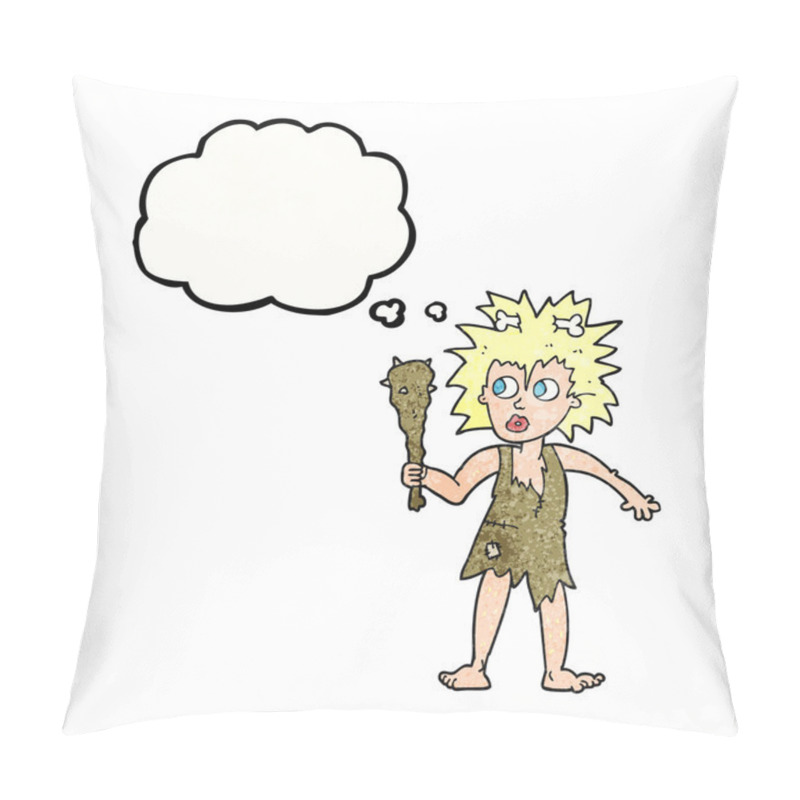 Personality  Thought Bubble Textured Cartoon Cave Woman Pillow Covers