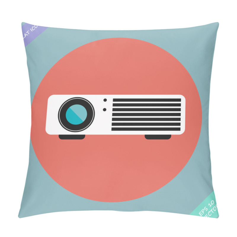 Personality  Cinema Projector - Vector Illustration. Flat Design Element Pillow Covers