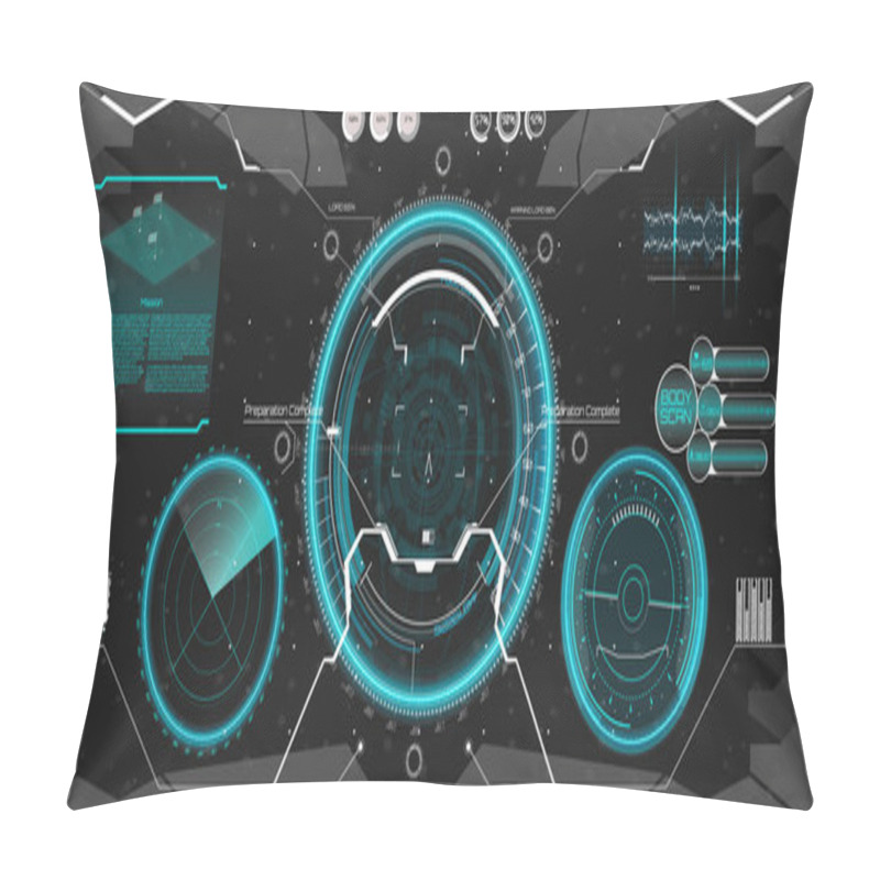 Personality  Futuristic VR Head-up Display Design.  HUD UI  Pillow Covers