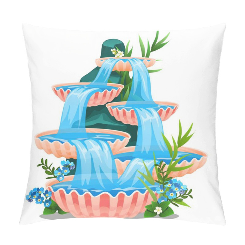 Personality  Tiered Fountain Isolated On White Background. Decor Element For Landscape Design Of Square, Garden Or Park. Vector Cartoon Close-up Illustration. Pillow Covers