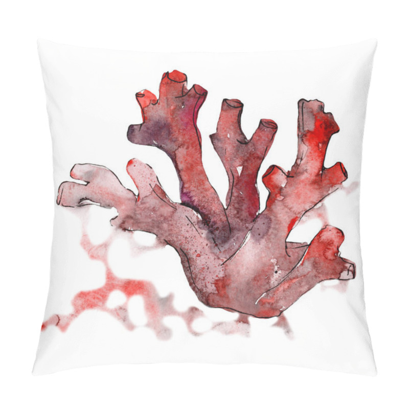 Personality  Red Aquatic Underwater Nature Coral Reef. Isolated Illustration Element. Pillow Covers