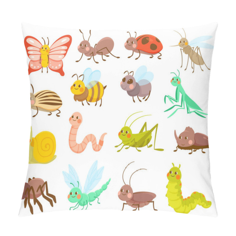 Personality  Large Set Of Cute Cartoon Insects Or Bugs Pillow Covers