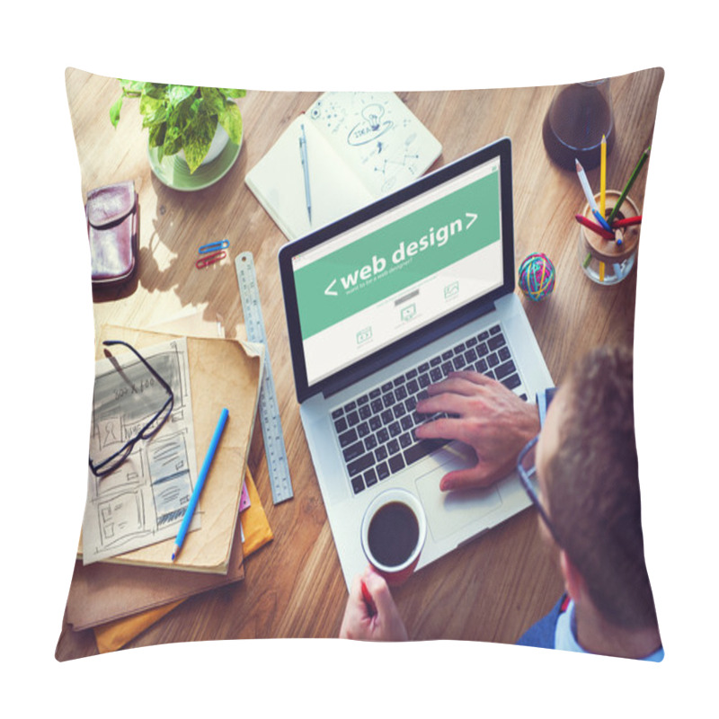 Personality  Designer Working On Laptop Pillow Covers