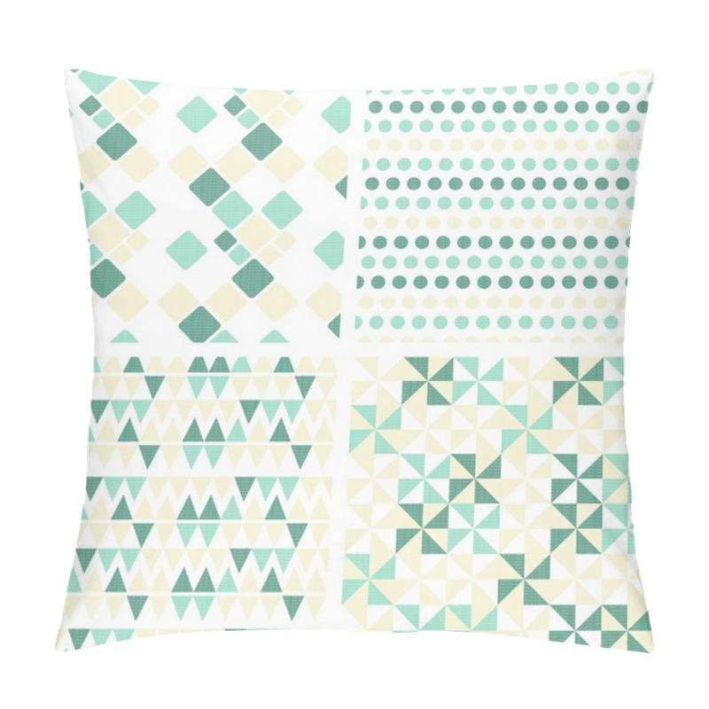 Personality  Retro Turquoise Geometric Figures Seamless Pattern Scrapbook Paper Set Pillow Covers