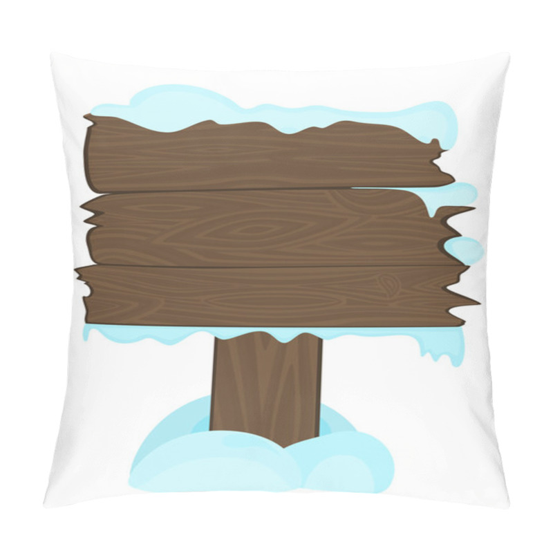 Personality  Blank Wooden Billboard And Snow On It Pillow Covers