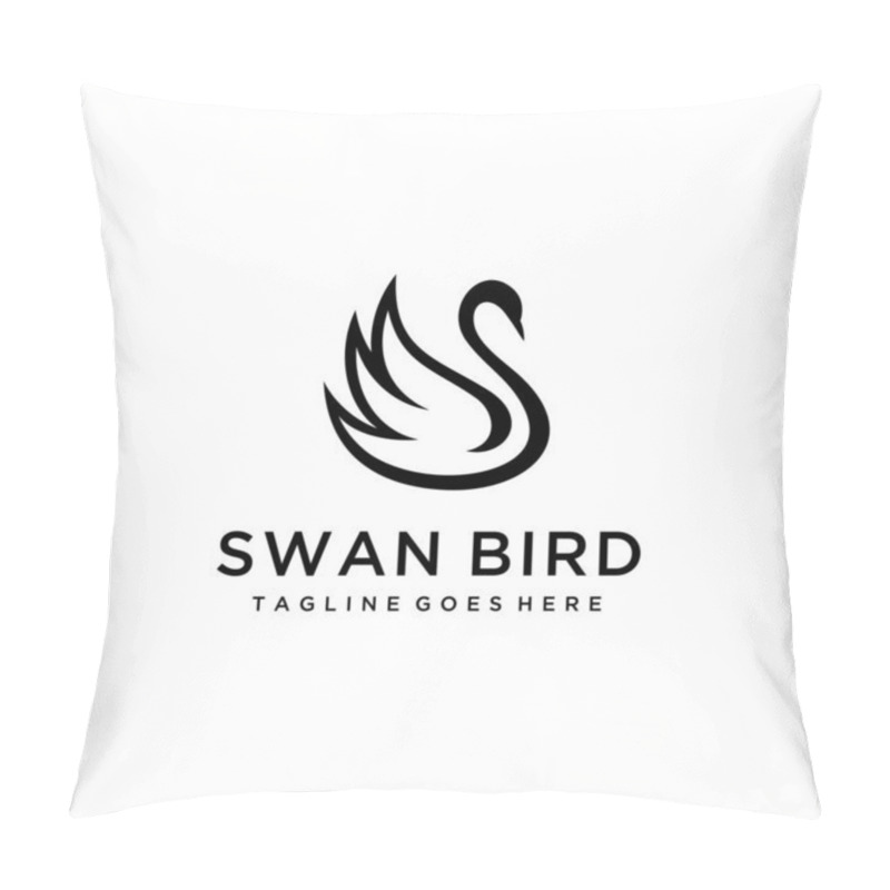 Personality  Illustration Simple Luxury Swan Bird Silhouette Logo Design Template Pillow Covers