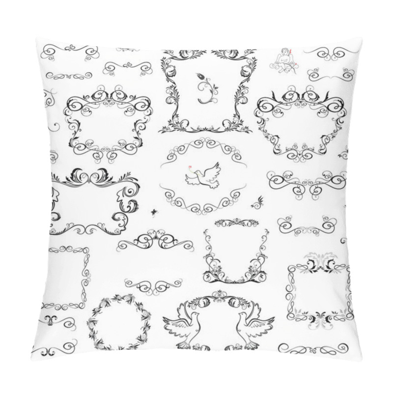 Personality  Set Of Decorative Frame And Design Elements Pillow Covers