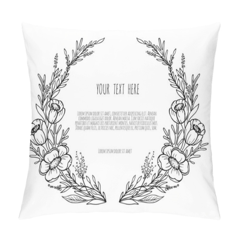 Personality  Hand Drawn Decor With Flowers Anemone Leaves And Branches. Vector Nature Illustration In Vintage Style. Pillow Covers