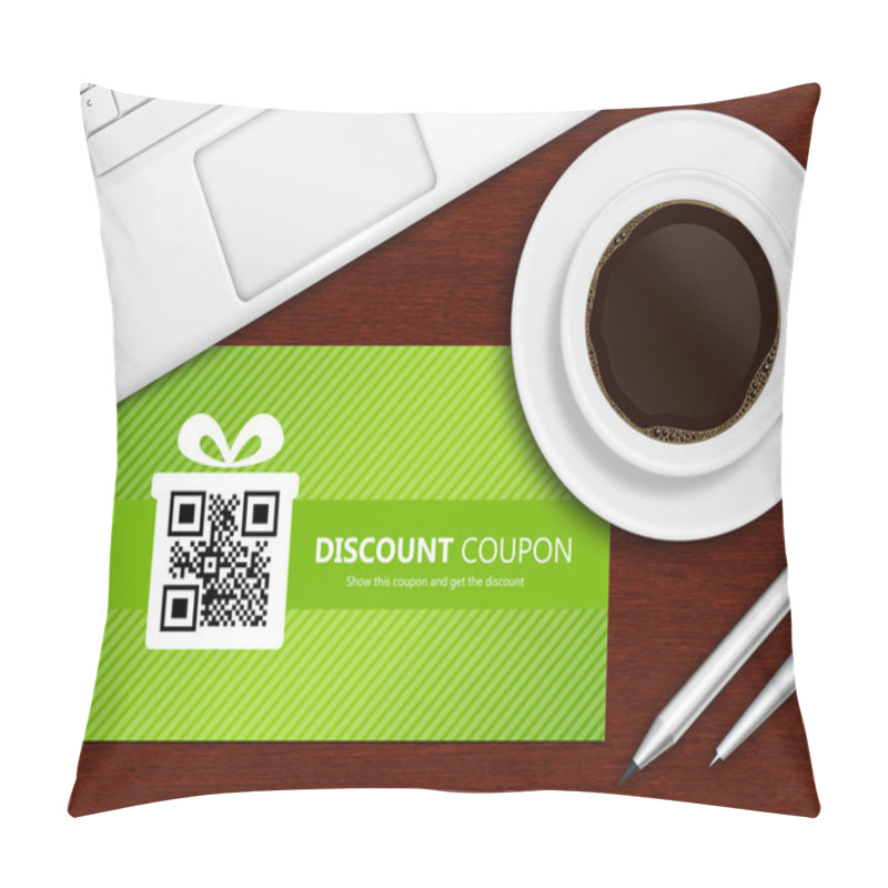 Personality  Spring Discount Coupons With Laptop And Office Tools Lying On Ta Pillow Covers