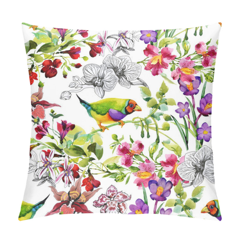 Personality  Tropical  Birds And Exotic Flowers Pillow Covers