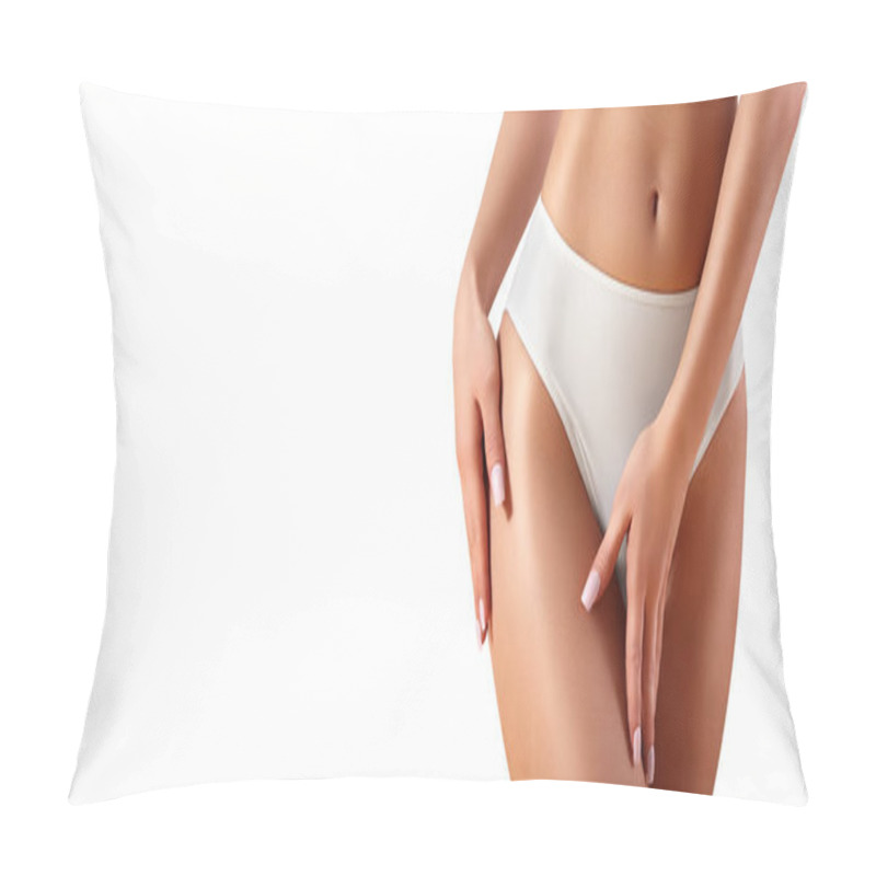 Personality  Spa And Wellness. Healthy Slim Body In White Panties. Beautiful Sexy Hips With Clean Skin. Fitness Or Plastic Surgery. Perfect Buttocks Without Cellulite. Pillow Covers