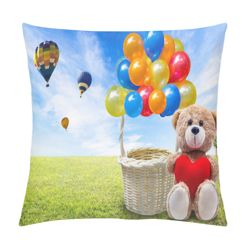 Personality  Teddy Bear And Balloon Basket Pillow Covers