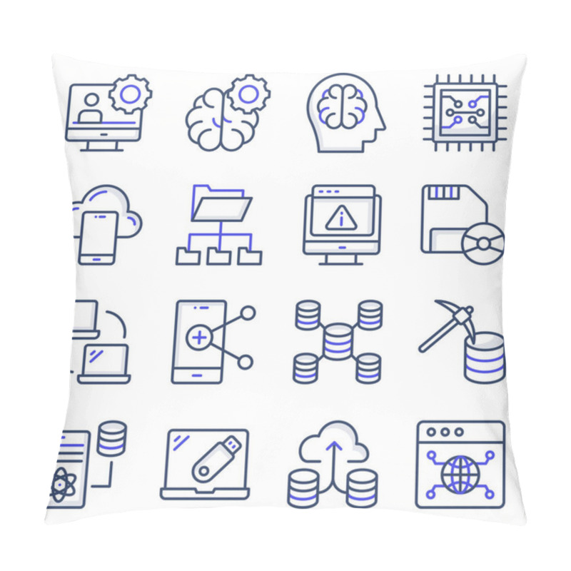 Personality  Pack Of Data Science Flat Icons Pillow Covers