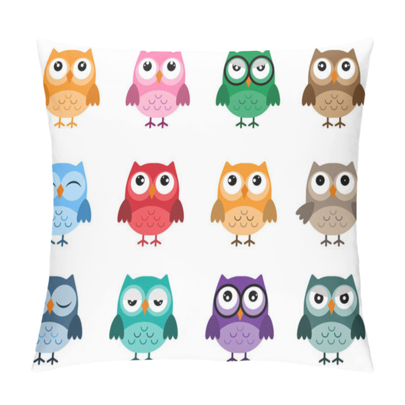 Personality  Owls Set In Flat Design, Different Characters  Pillow Covers