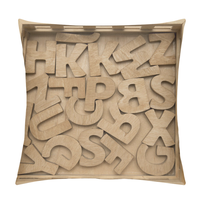 Personality  Random Wooden Letters Piled Up On A Blackboard Surface. Set Wood Pillow Covers