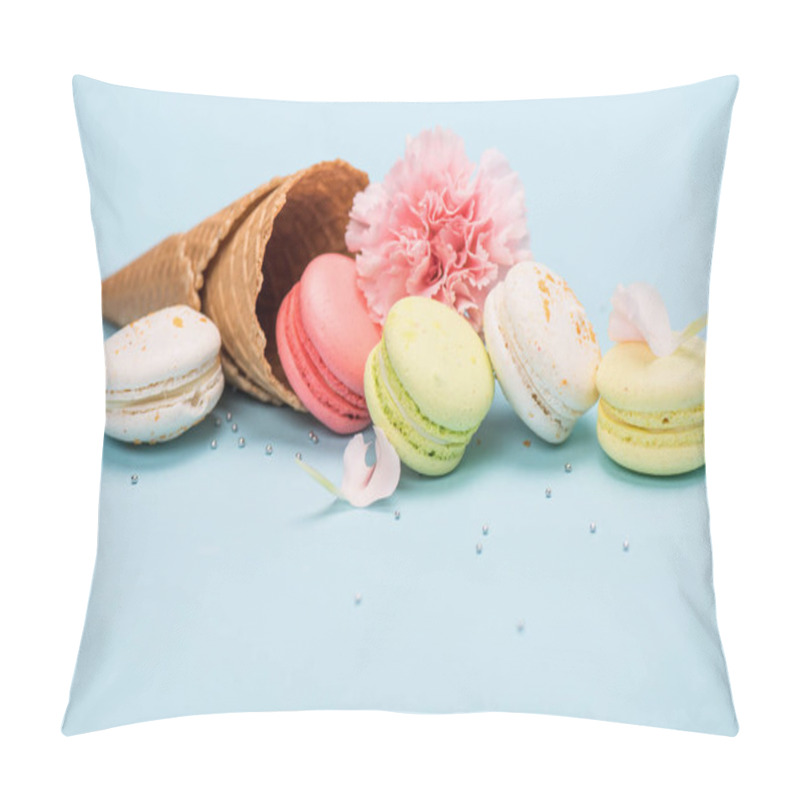 Personality  Handmade Macarons In Waffle Cone Pillow Covers