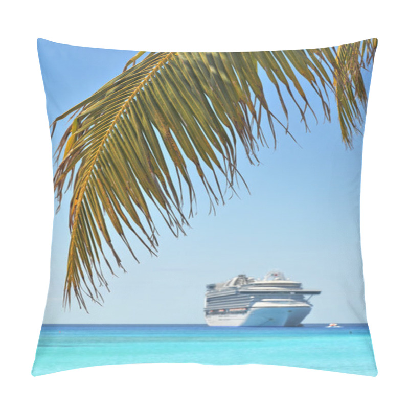 Personality  Palm Tree With Cruise Ship In Background Pillow Covers