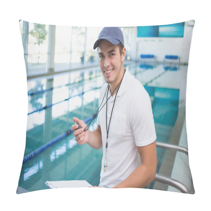 Personality  Handsome Swimming Instructor Smiling At Camera Pillow Covers