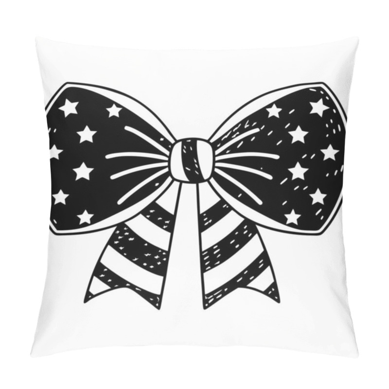 Personality  American Flag Bow Vector Design  Patriotic Stars And Stripes Ribbon Illustration Pillow Covers