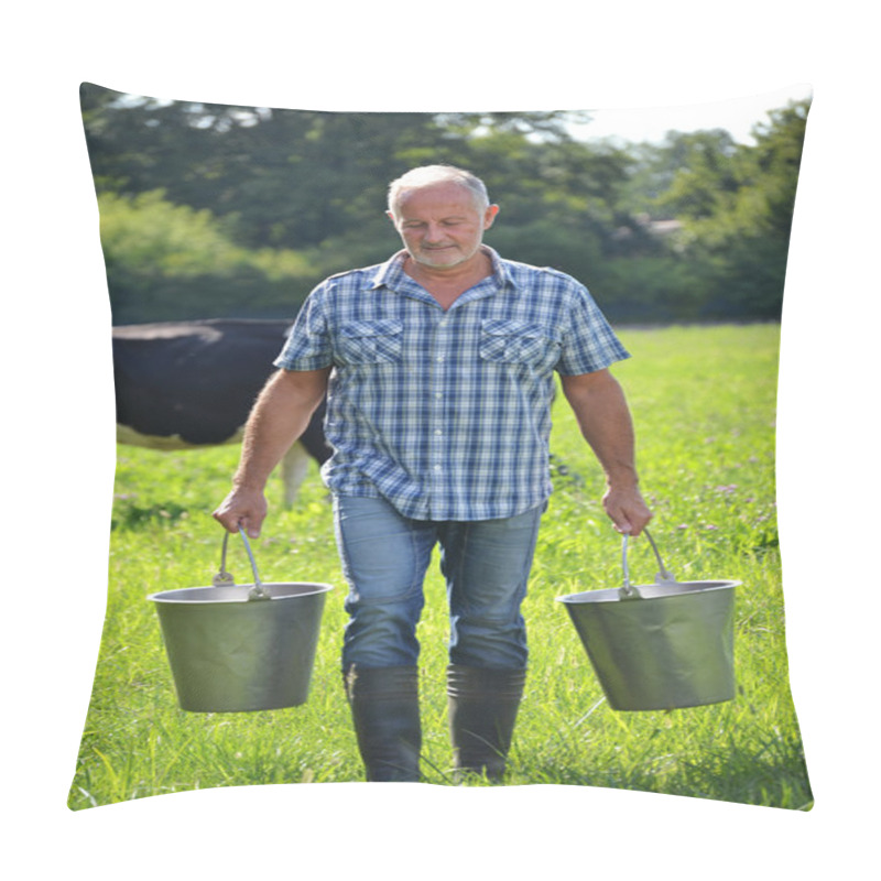 Personality  Farmer Holding Buckets Pillow Covers