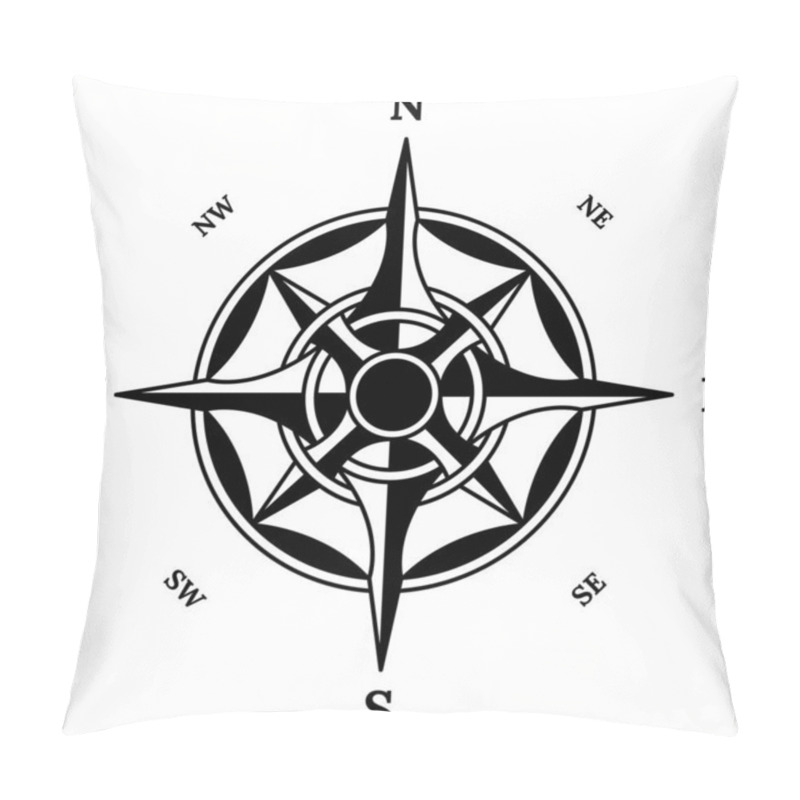 Personality  Retro Compass Icon. Hand Drawn Wind Rose. Old Vector Design Element For Marine Theme Or Heraldry. Vintage Rose Of Wind For Sea Marine Navigation. Pillow Covers