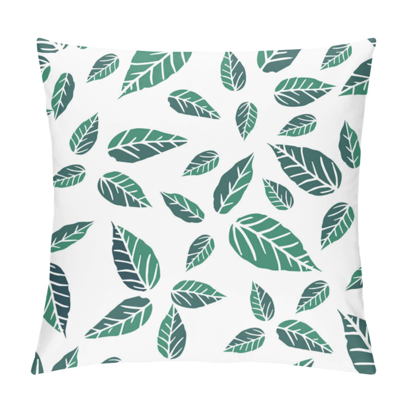 Personality  Seamless Pattern With Leaves Of Green Bay Leaves On A White Background Pillow Covers