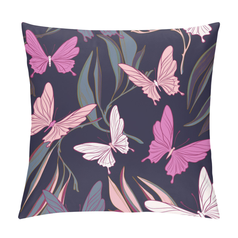 Personality  Butterfly Fabric Pattern. Foliage Leves And Beautiful Flying Insects Spring Objects. Summer Cloth, Vintage Decorative Fabric Pillow Covers