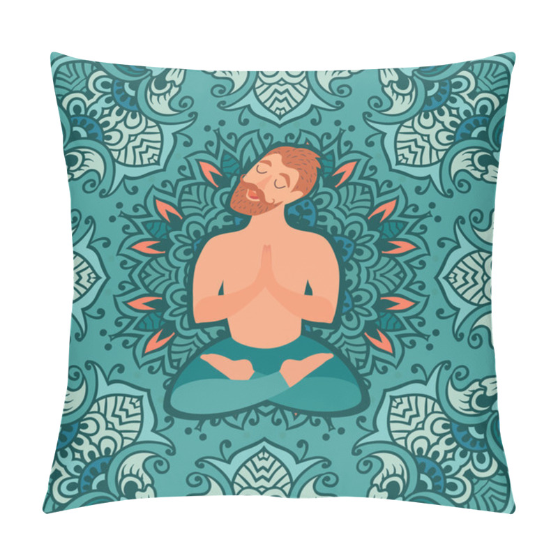 Personality  Bearded Man In The Lotus Position Pillow Covers