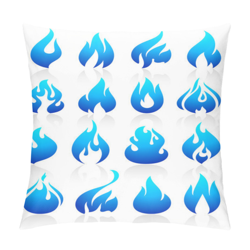 Personality  Fire Flames Blue, Set Icons Pillow Covers