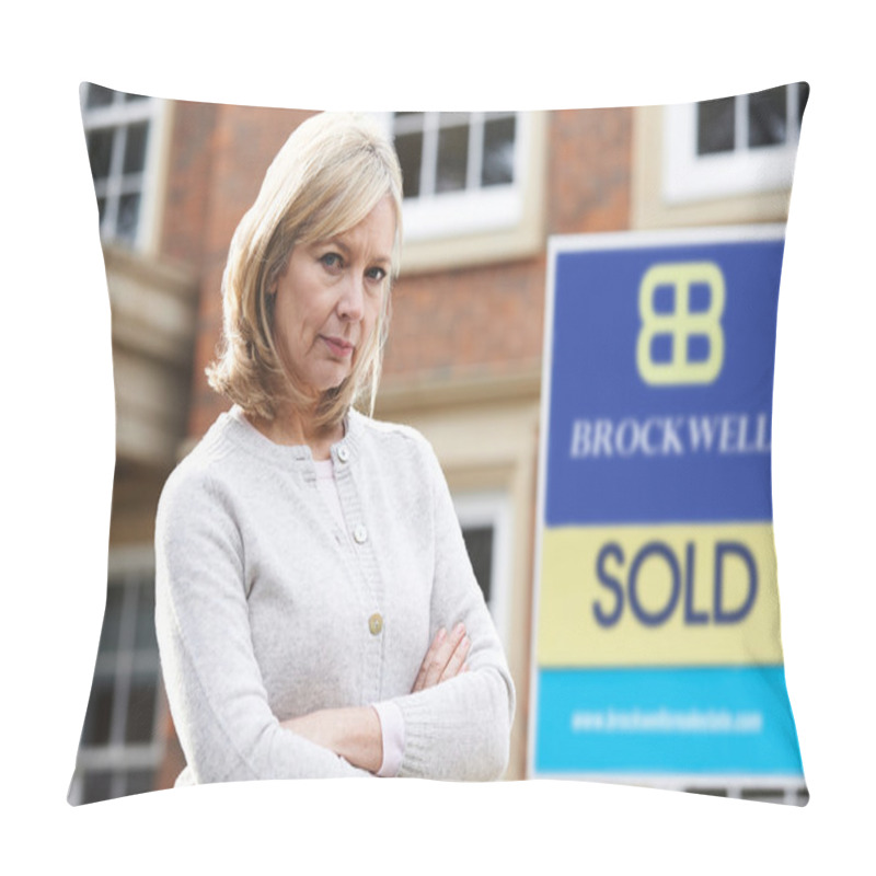 Personality  Mature Woman Forced To Sell Home Through Financial Problems Pillow Covers