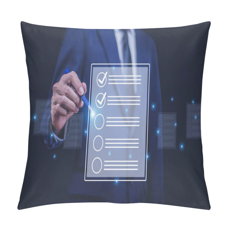 Personality  Manager Approve On Document On Mordern Digital File. Approved Documentation Concept. Pillow Covers