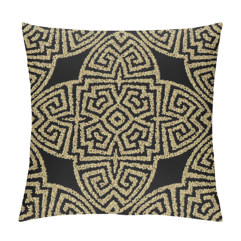 Personality  Textured Geometric Gold Greek Vector Seamless Pattern. Stippled  Pillow Covers