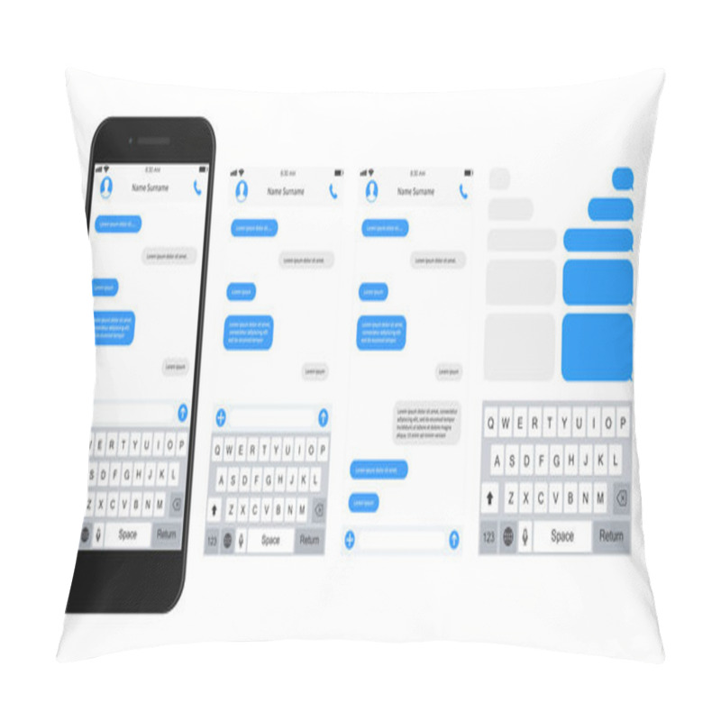 Personality  SmartPhone Chatting Sms Template Bubbles. SMS Chat Composer. Place Your Own Text To The Message. Phone Chatting Sms Template Bubbles. Vector Illustration. Pillow Covers