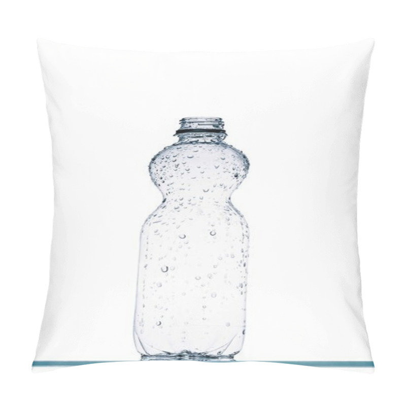 Personality  Empty Wet Plastic Water Botle Isolated On White Pillow Covers