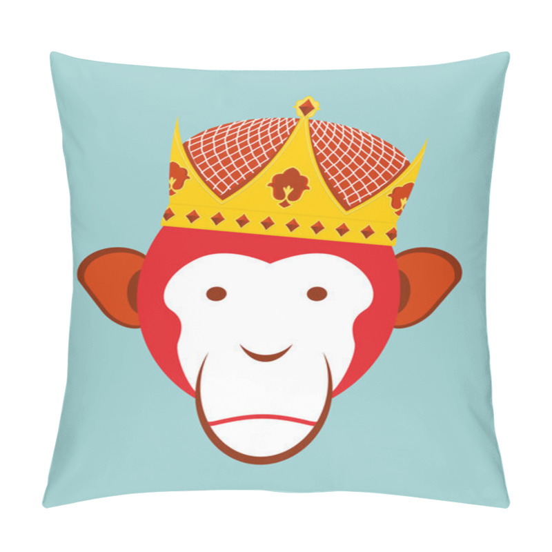 Personality  Red Monkey In Imperial Crown. Chimpanzee Head Is A Symbol Of Chi Pillow Covers