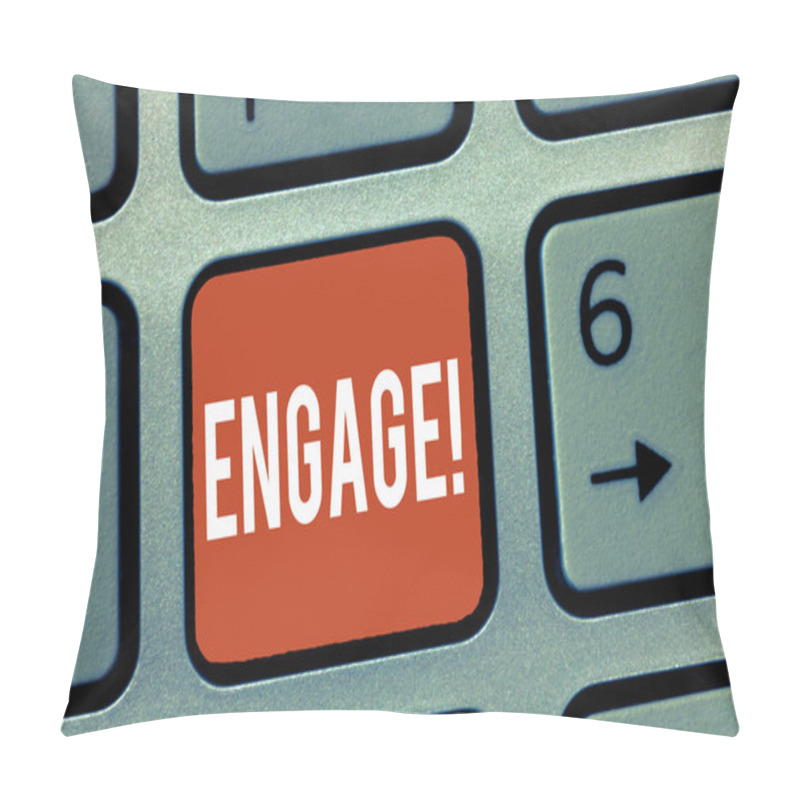 Personality  Conceptual Hand Writing Showing Engage. Business Photo Showcasing Participate Become Involved Marriage Proposal Employ Someone Pillow Covers